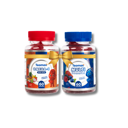Teomax Kids Omega 3 and Multivitamin Gummies Bundle for brain and immune support