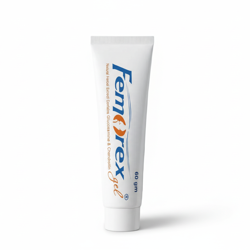 Femorex gel tube on a white background