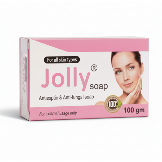 Jolly soap packaging with a woman's face on a white background
