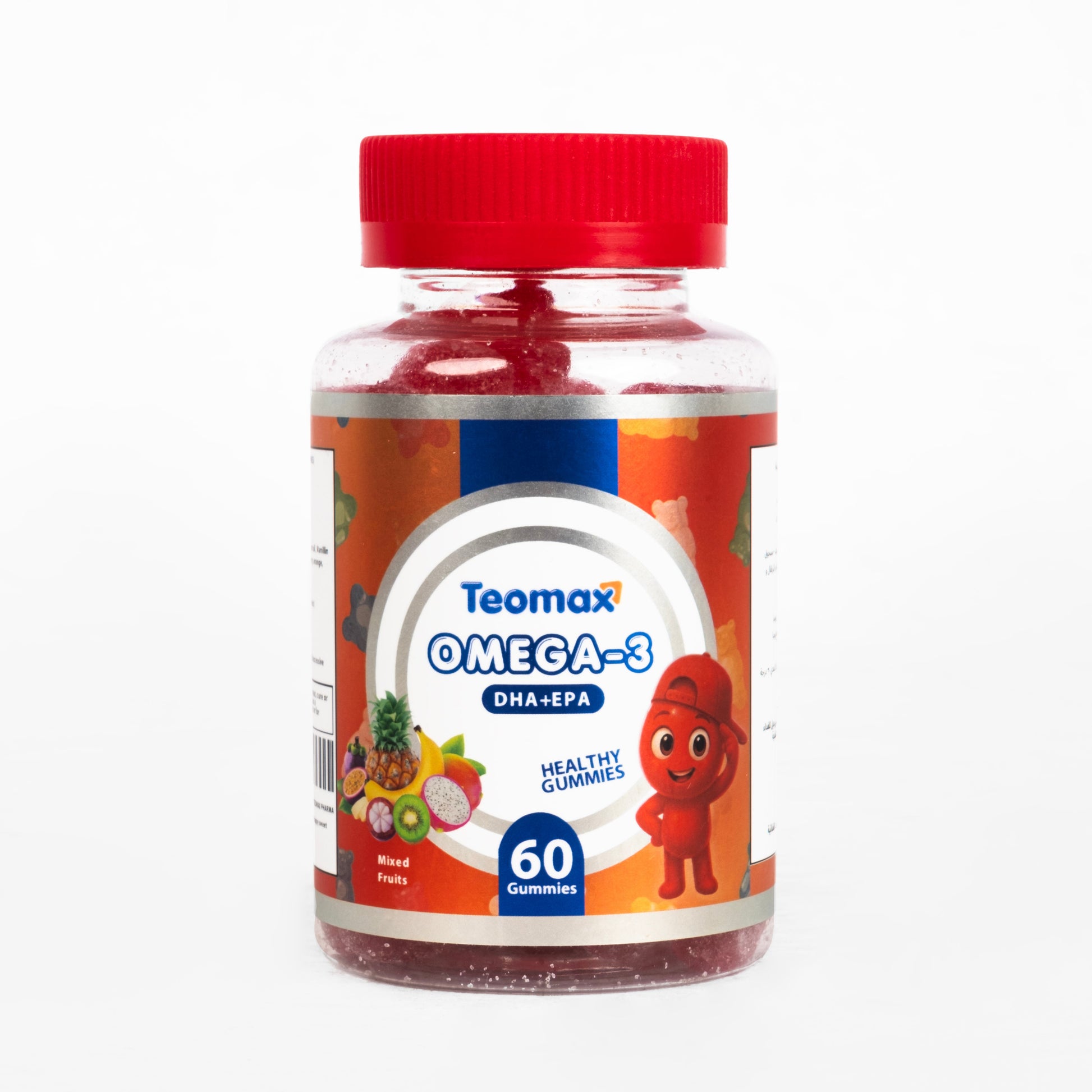 Teamax Omega-3 supplement bottle on a white background