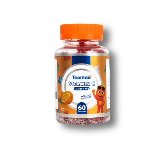 Teomax Vitamin C gummy supplement bottle on a white background