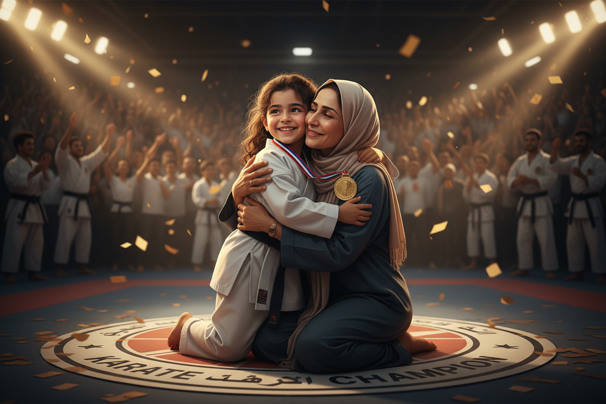 photo session professional cinematic photo for :
ام مصرية تحتضن طفلها بعد فوزه في رياضة الكاراتيه 